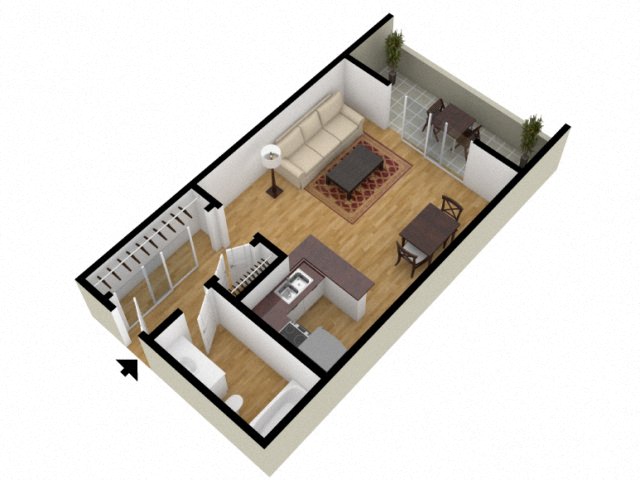 Floor plan for studio, 1 bath, 446 sqft